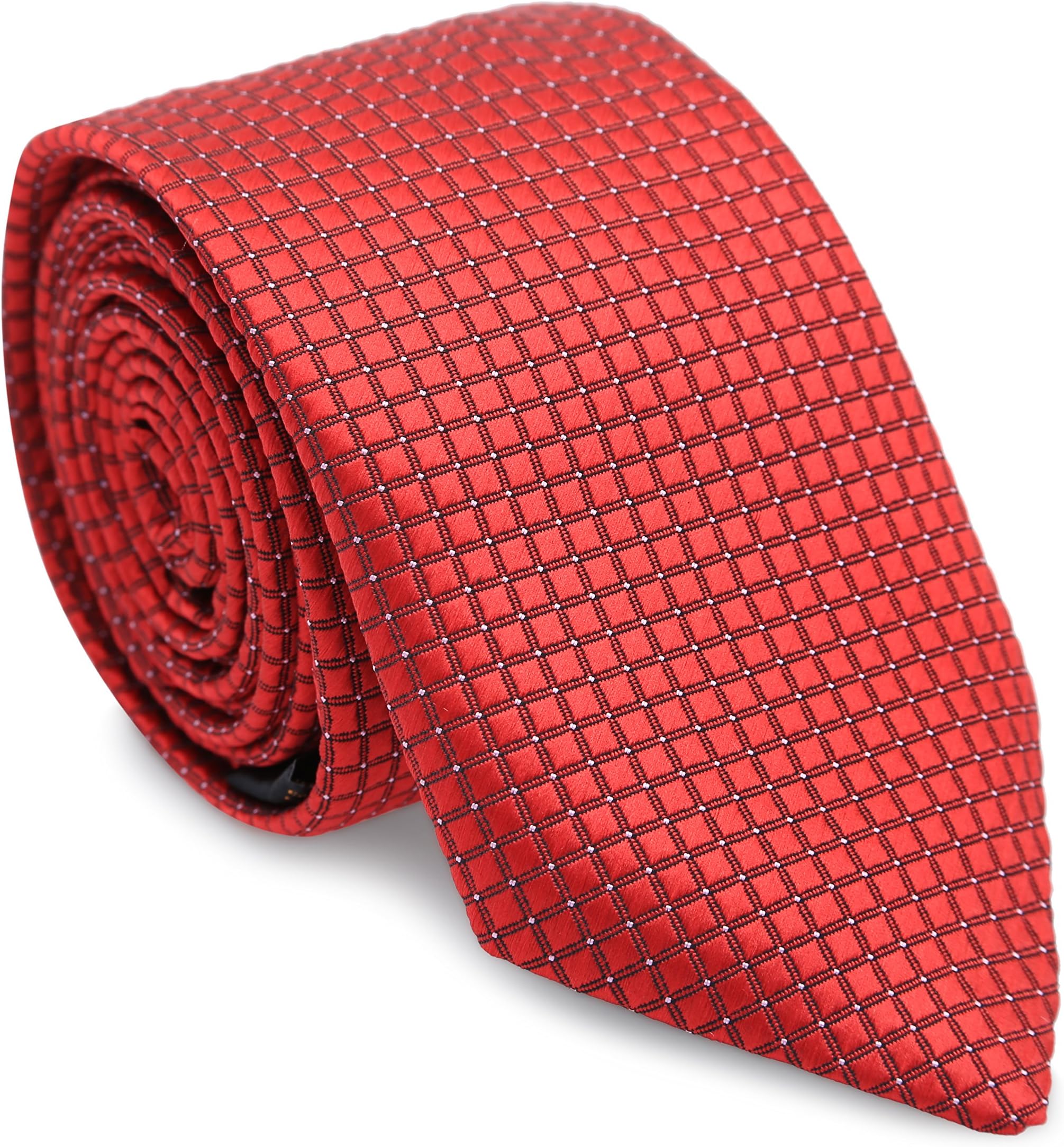 LANSILK Men Silk Tie Set - Classic Slim Skinny Silk Tie Necktie, Cufflink & Handkerchief, Giftbox Set 100% Silk: Tie+Hanky+Cufflinks