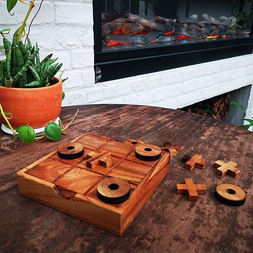 Miniatura 7 de NUTTA - TicTacToe Juego de madera tamaño 5.5 x 5.5 pulgadas, juegos de mesa de madera Tic Tac Toe, mesa de café, escritorio, juguete divertido para