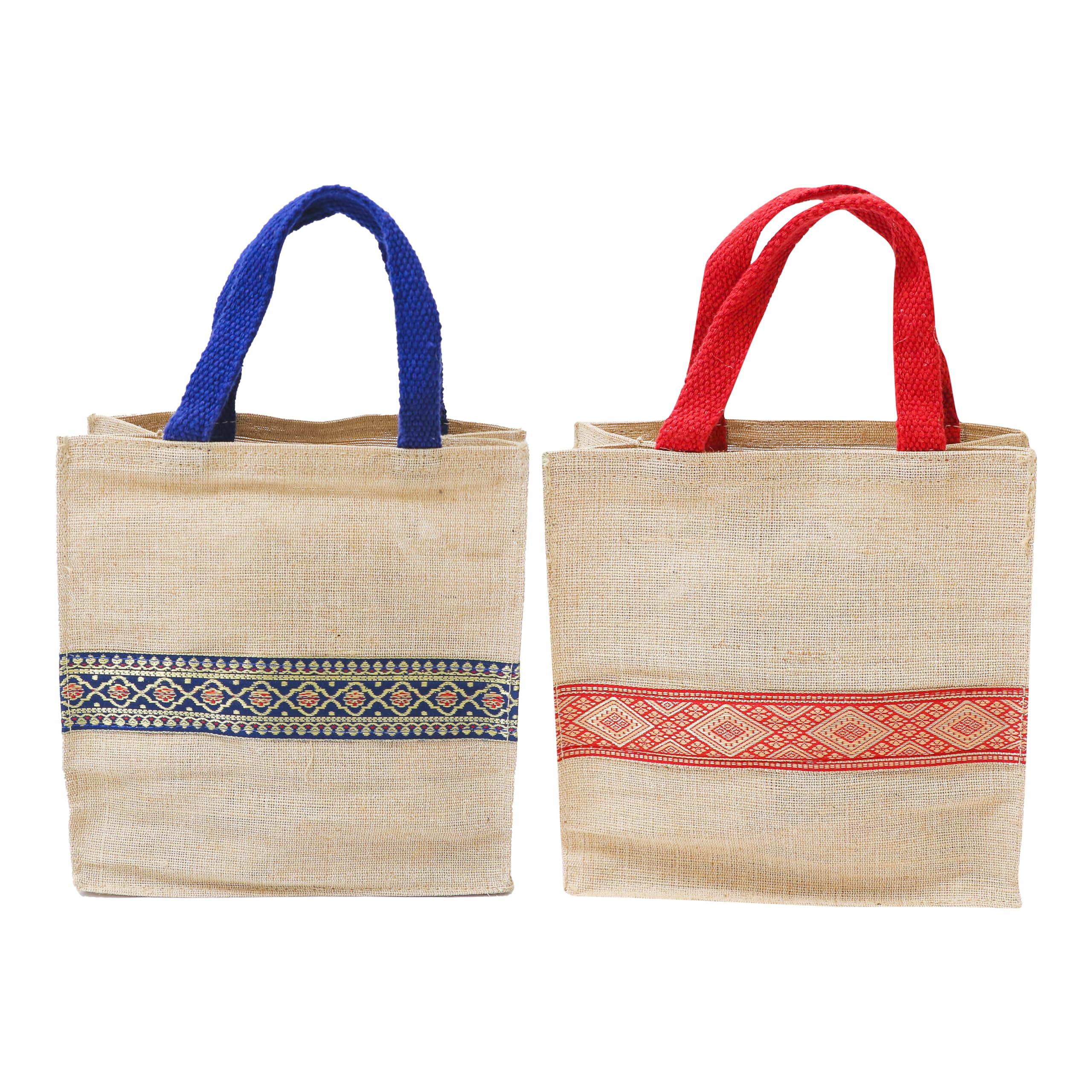 AalamVizhudhugal Eco-Friendly Juco Return Gift/Thambulam Bag with Reinforced Handles and Zari Pattern– Pack of 2