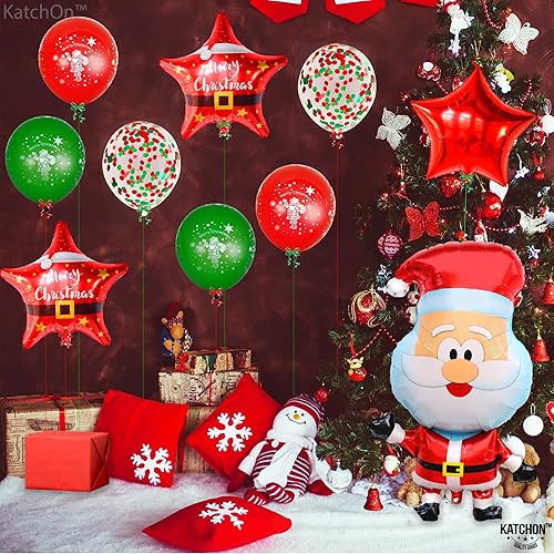 Miniatura 6 de KatchOn, Juego de globos de Papá Noel con estrella  32 pulgadas, paquete de 10  Globo de Papá Noel para decoraciones de globos de Navidad  Globos de