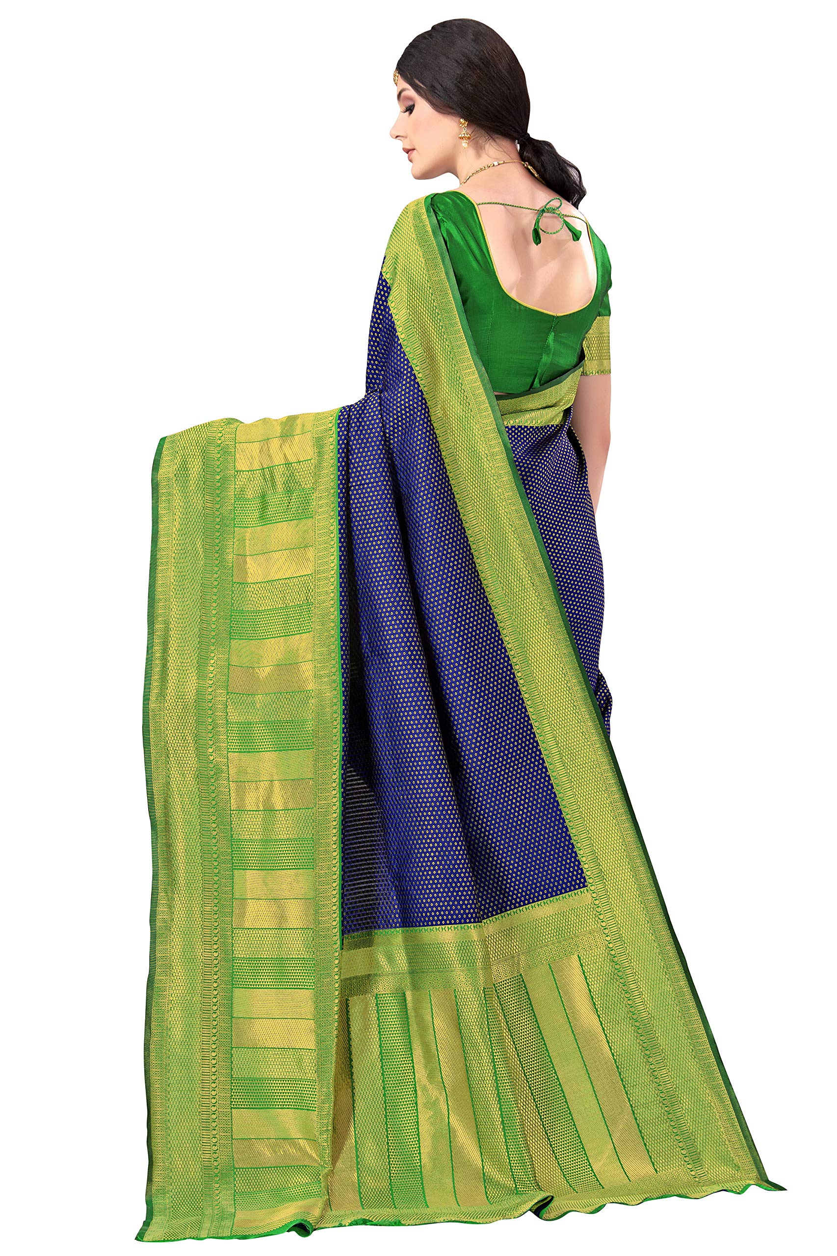 Glory Sarees Women’s Banarasi Saree (Bridal_Silk134_Navy) 1