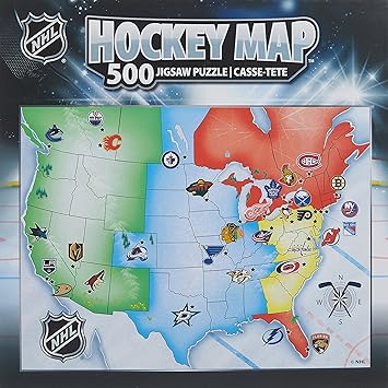 Nhl Hockey Teams Map Nhl No Team Masterpiece 500Pc 24" X 18" Sports Map Puzzle, One Size, Black  : Amazon.in: Toys & Games