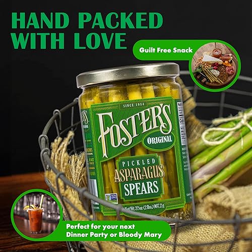 Miniatura 3 de Foster's Espárragos en escabeche, originales, 32 onzas (paquete de 3), lanzas de espárragos en escabeche en un frasco, receta tradicional de