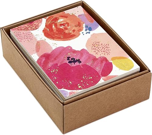 Miniatura 3 de Hallmark Paquete de 24 tarjetas en blanco surtidas, papel de aluminio rosa y dorado moderno