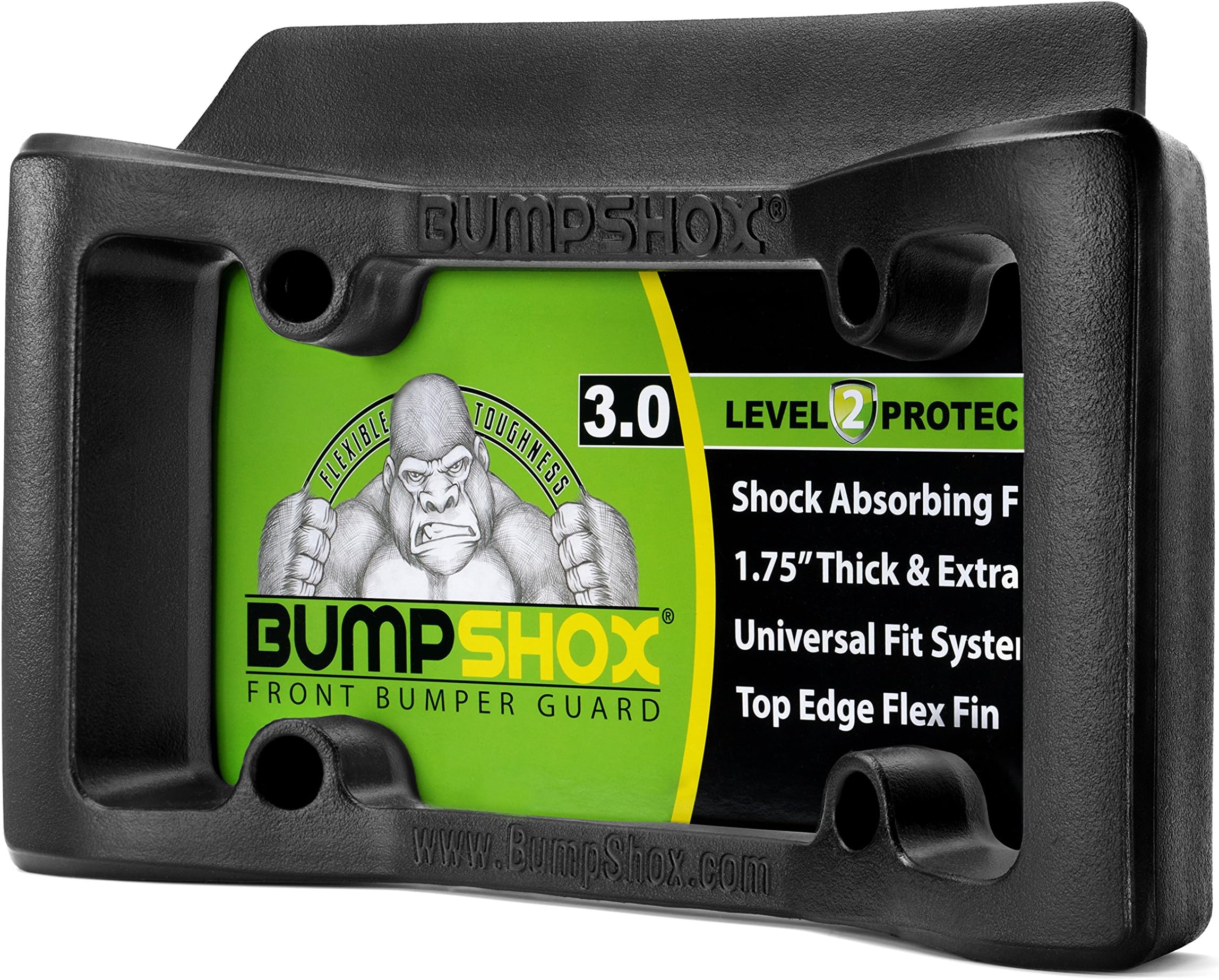 BumpShox - The Original Front Bumper Guard & Front Bumper Protection License Plate Frame. Tougher Than Steel! (BumpShox 3.0 (1.75" Thick))