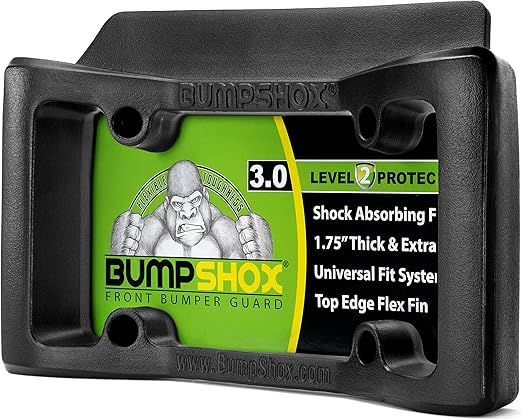 The Original Front Bumper Guard & Front Bumper Protection License Plate Frame. Tougher Than Steel! (BumpShox 3.0 (1.75" Thick))