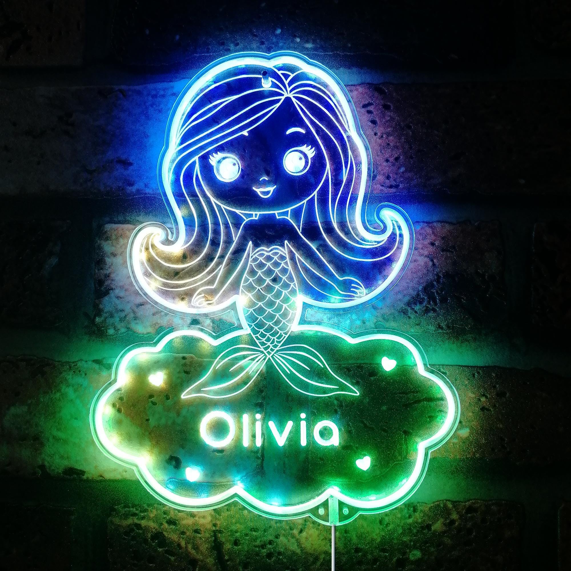 ADVPRO Name Personalized Mermaid RGB Dynamic Glam LED Sign - Cut-to-Edge Shape - Smart 3D Wall Decoration - Multicolor Dynamic Lighting - st06s44-fnd-p0020-tm