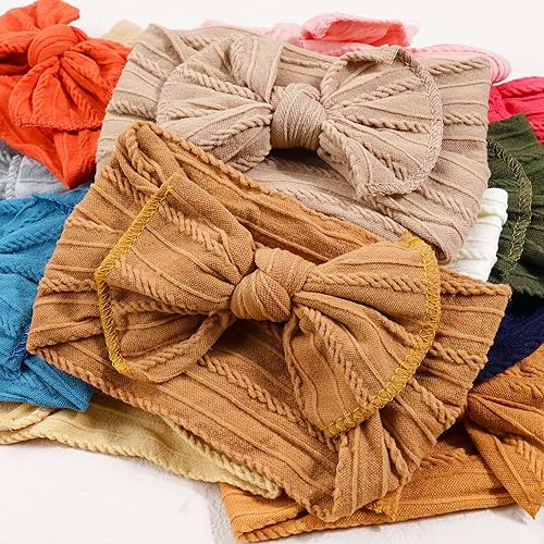 Miniatura 6 de CÉLLOT Diademas de nudo suaves súper elásticas con lazos para el cabello, accesorios para el cabello para recién nacidos, niñas y niños pequeños