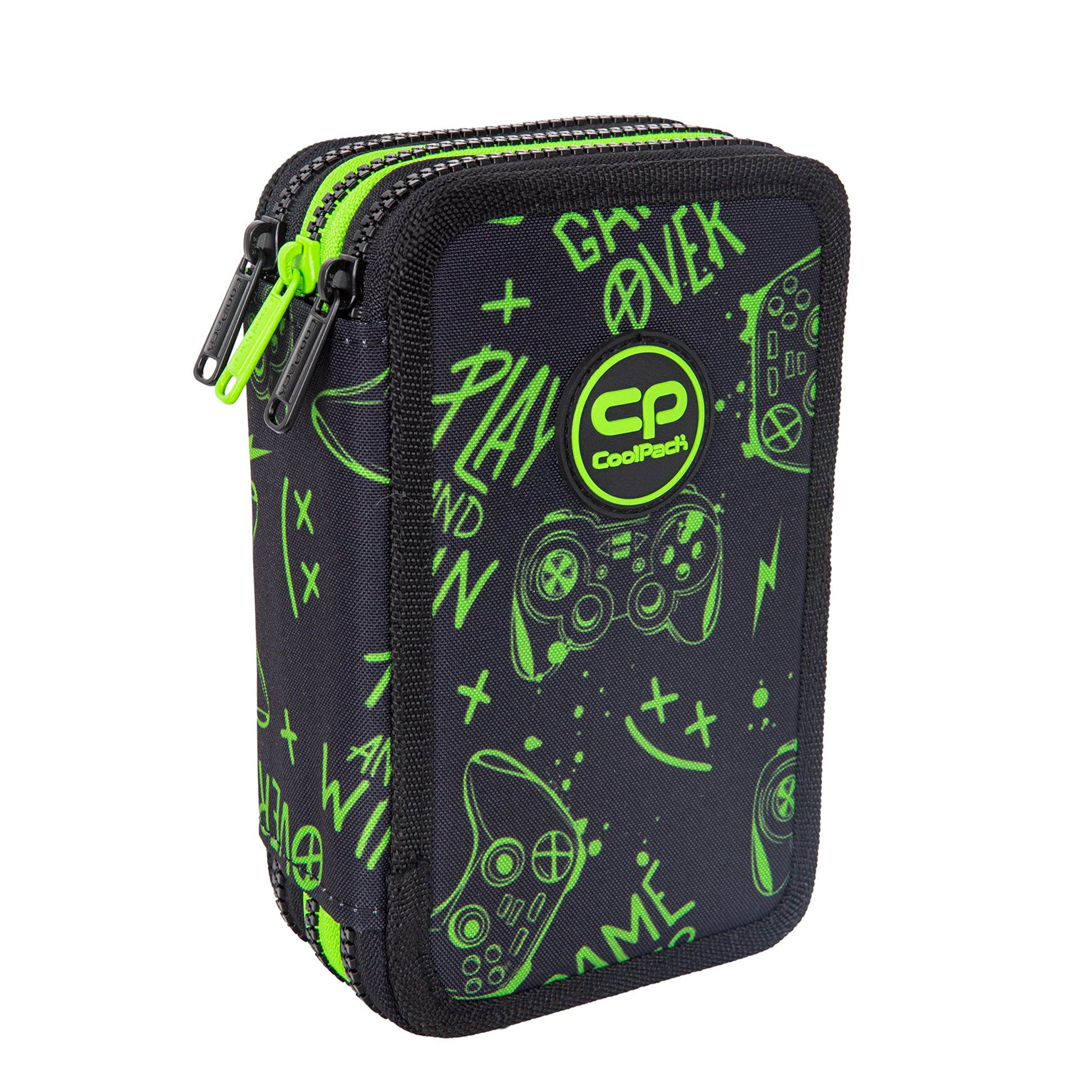 Goldkids Federtasche 3-fache Federmappe Game Night Federmäppchen 46-teilig gefüllte Schüleretui Stifte und Pinsel inkl. Aufgabenheft Federbox Etui Stiftetasche Schlamper-Etui Schul-Etui