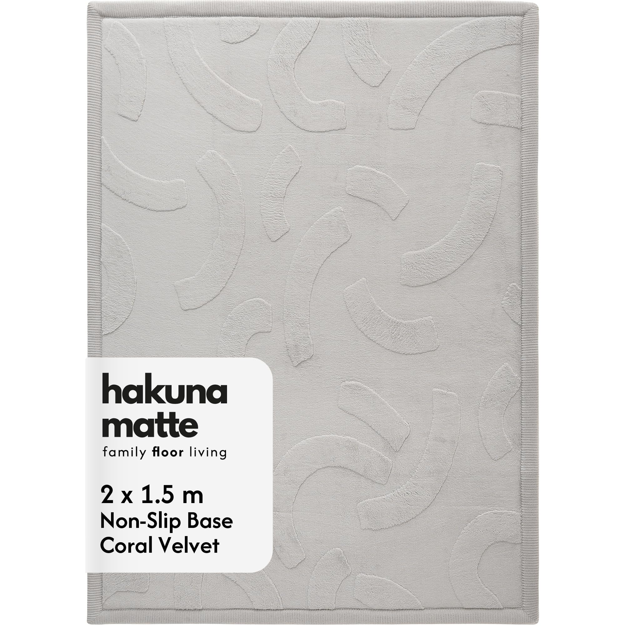 Hakuna Matte Premium Soft Rug & Play Mat, Gentle Arcs, Grey, 200x150x2.5cm
