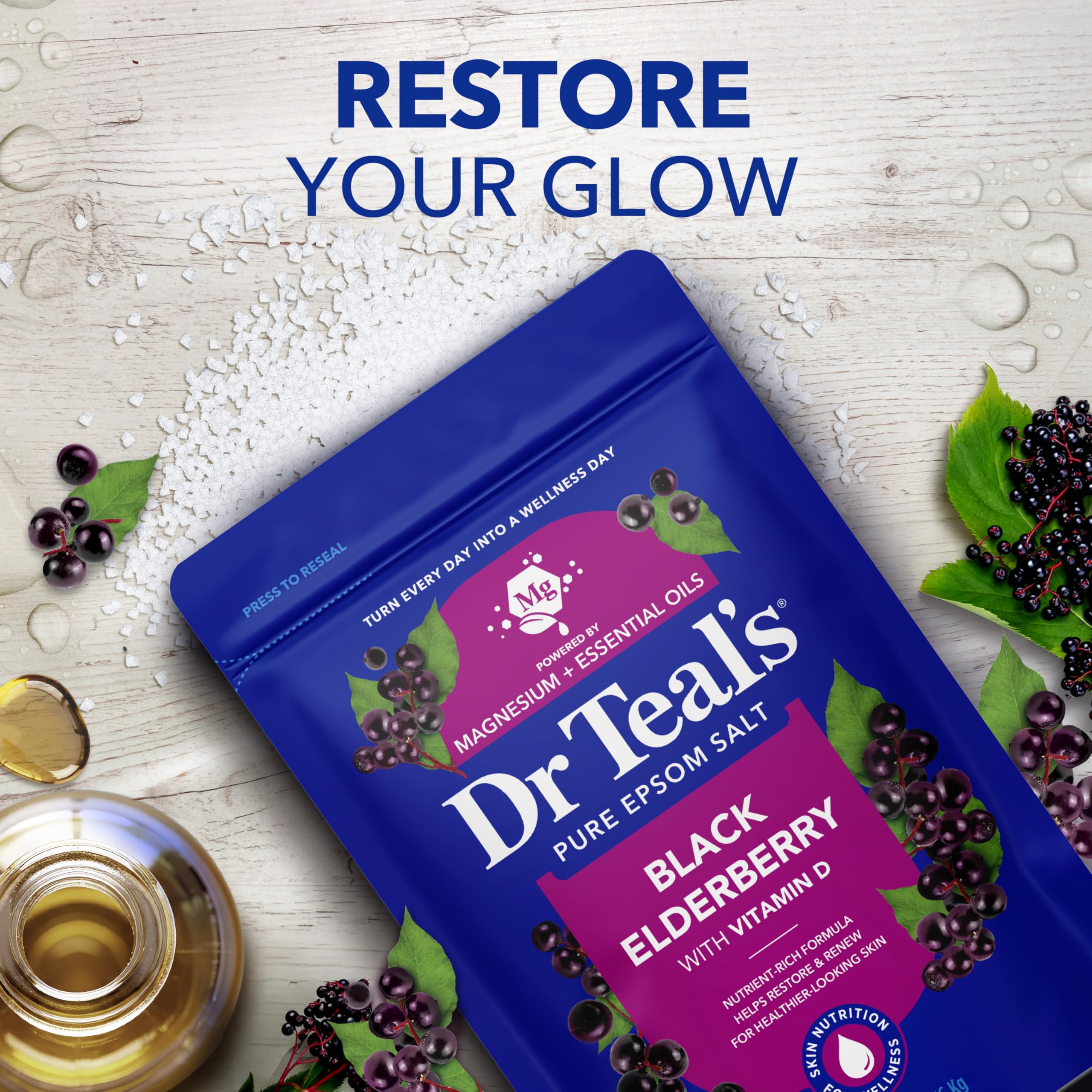 Dr Teal's Foaming Bath with Pure Epsom Salt, Elderberry Scent