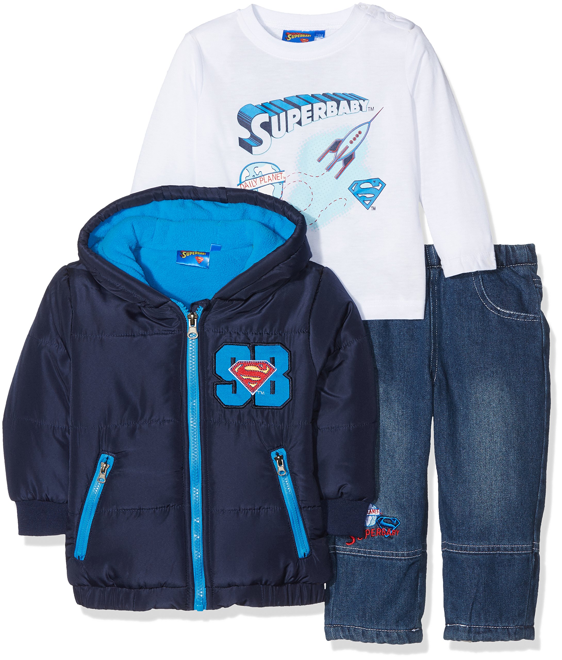 DC Comics Baby Boys' Superbaby Clothing Set, Blue (Navy), 6-12 (Size: 12 Months)