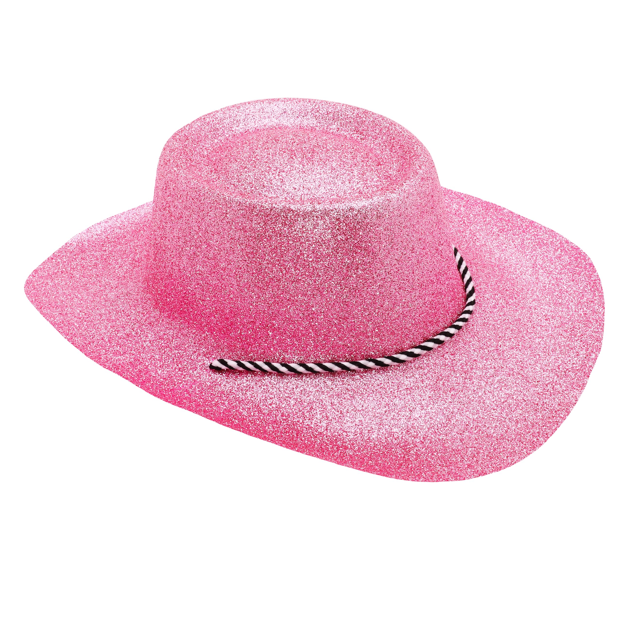 Toyland® Pack of 3-34cm (13") Baby Pink Glitter Cowboy Hats, Festivals, Concerts, Fancy Dress & Hen Do Accessories - Image 2