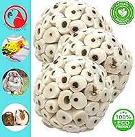 Vista 3 de Bonka Bird Toys 1214 Pk3 - Bolas Sola Atta totalmente naturales, paquete de 3, 2 pulgadas de diámetro, suaves y ligeros, juguetes para masticar
