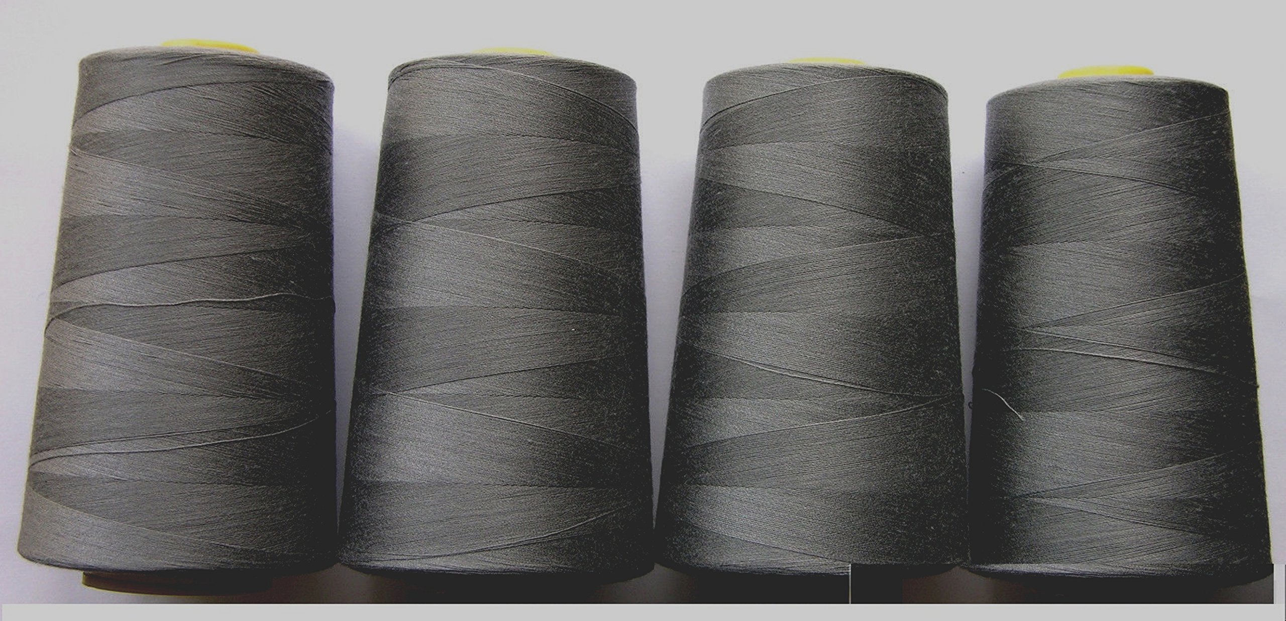 Gcs Dark Grey Polyester All Purpose Polyester Sewing Thread 40S/2-4 X 5000 Meters (5468 Yard) Cones (Dark Grey) 4 Large Cones For Sewing, Quilting, Piecing, Stitch, Serger And Overlock