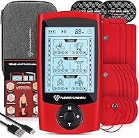 Vista 1 de Unidad TENS estimulador muscular, máquina de masaje EMS para hombro, cuello, ciática y alivio del dolor de espalda, masaje físico de pulso Rojo