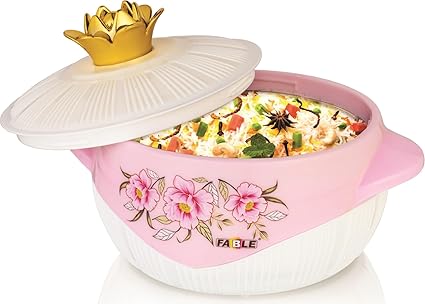 Nabhya Falcon 2000ml Insulated Inner Stainless Steel Casserole with Plastic Lid, BPA Free | Food Grade, Casserole Keeps Food Hot/Cold for Long Hours Ideal for Chapatti (Pink)