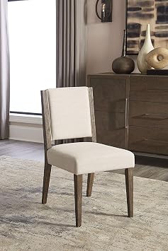 Modus Furniture Solid-Wood Upholstered Dining Chair, Oakland - Brunette, Set of 2