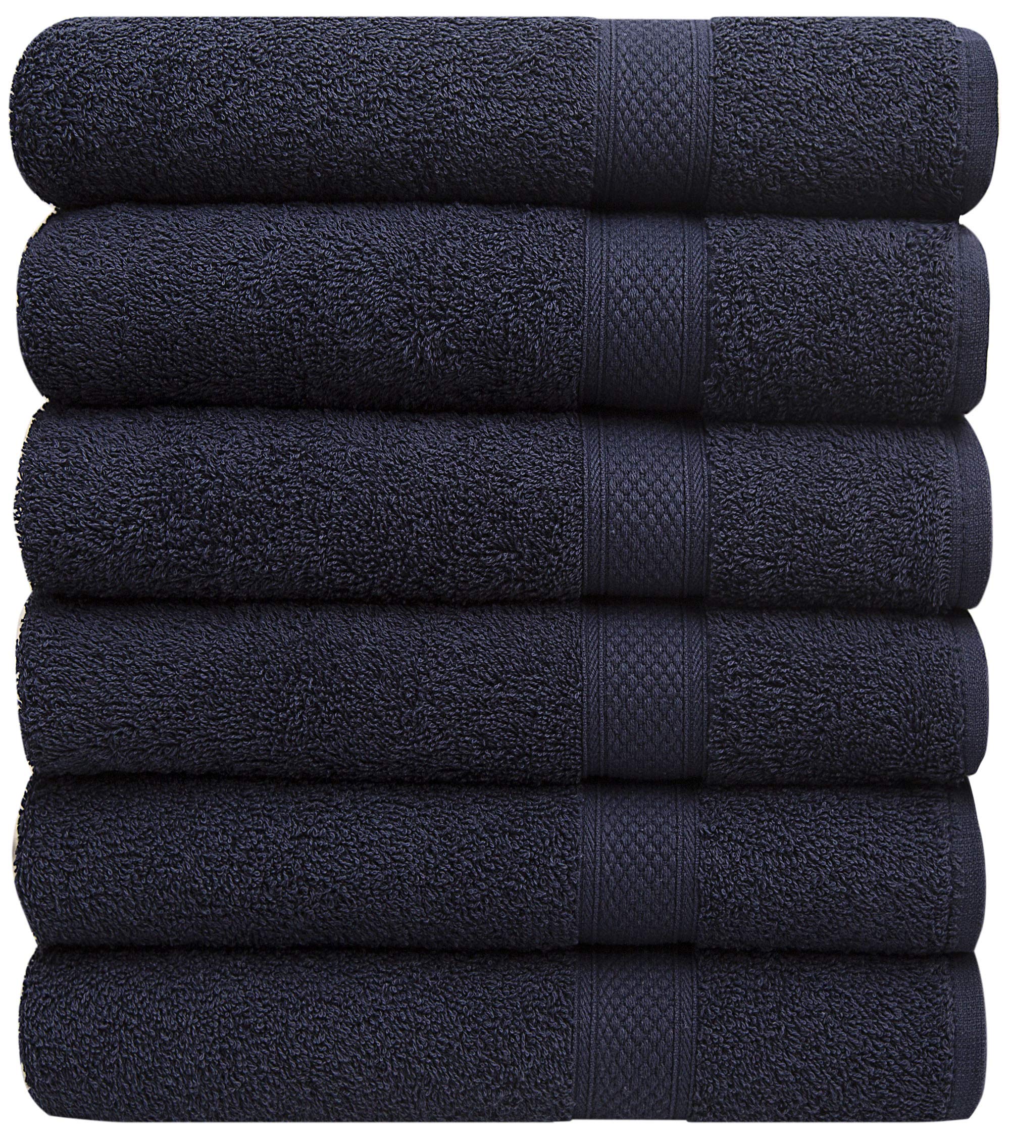 Pleasant Home Bath Towels Set of 6 (24” x 50”) 100% Cotton, 500 GSM | Lightweight, Soft & Absorbent Luxury Towels for Bathroom | for Gym, Pool & Spa | 6 Pack, Navy