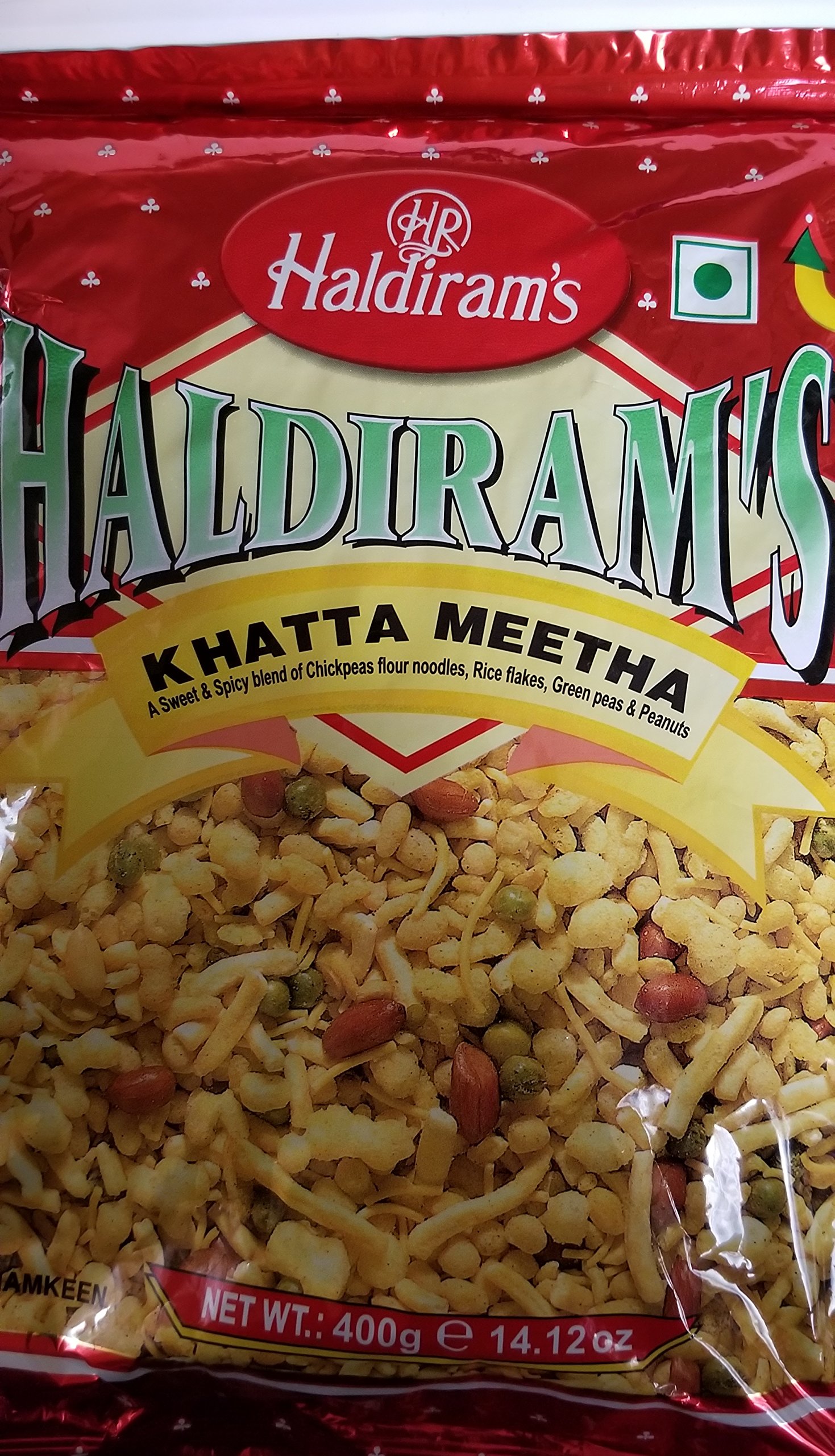 Haldiram'sKhatta Meetha (Sweet-n-spicy) Mix of Chickpeas Flour Noodles,Rice flakes, Green Peas & Peanuts - 35.30oz, 1kg