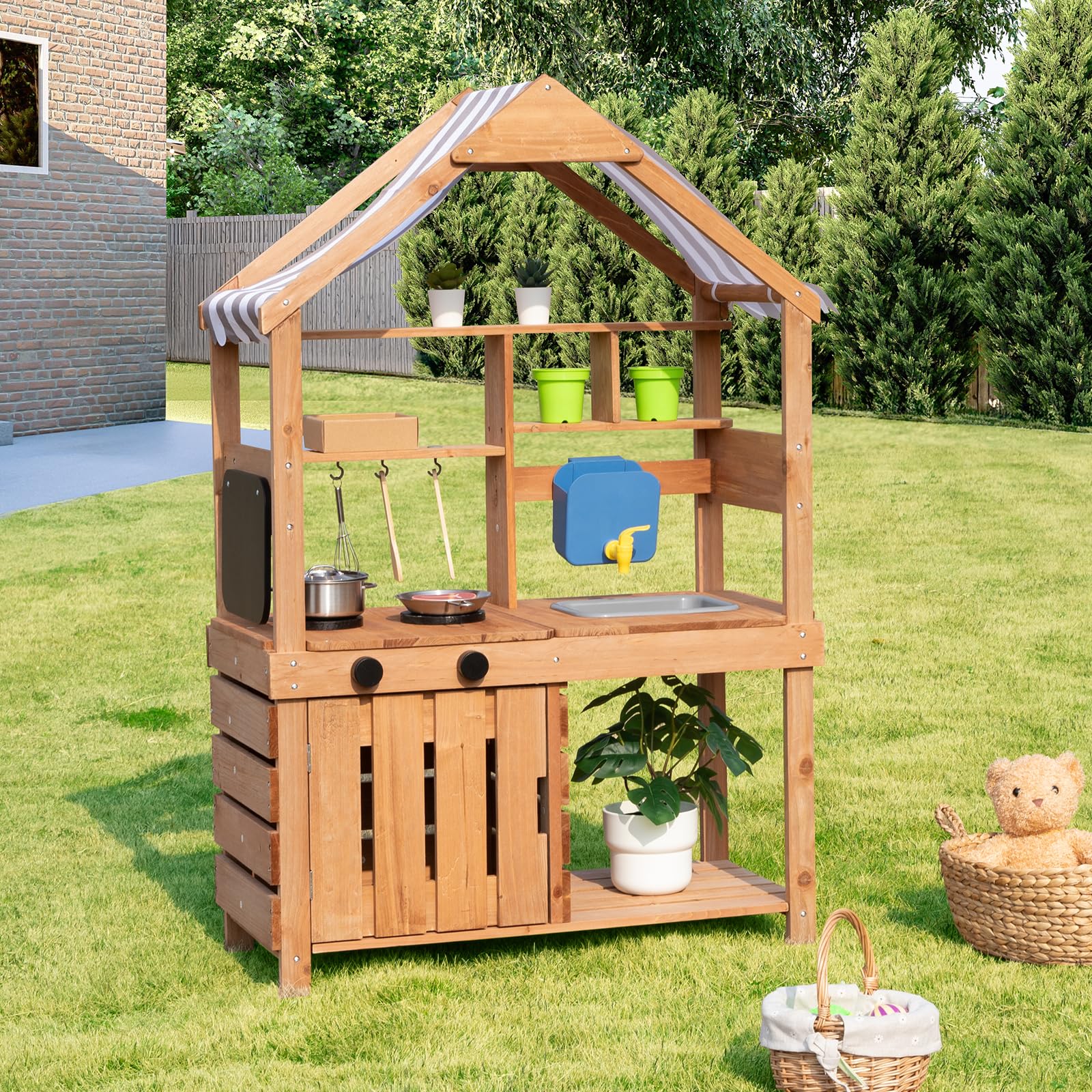 OOOK Cuisine Exterieur en Bois Enfant, Deluxe Cuisine Exterieur Enfant