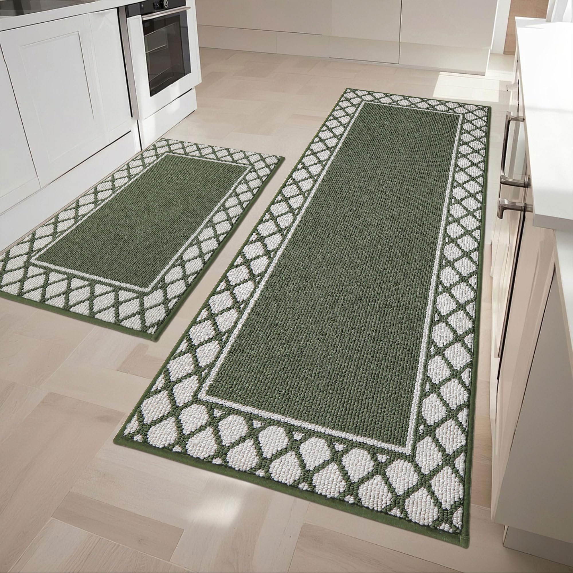 COSY HOMEER Kitchen Rugs Non Slip Washable Kitchen Mats for Floor Absorbent Kitchen Rugs Sets of 2 Kitchen Runner Rugs for Kitchen Carpet Sink Laundry
