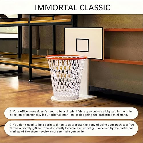 Miniatura 8 de LXURY Trash Can Basketball Hoop, Basketball Hoop Trash Can,Kitchen Trash Can,Basketball Trash Can, Hoop Wastebasket, Waste Basket,Wood,Basketball