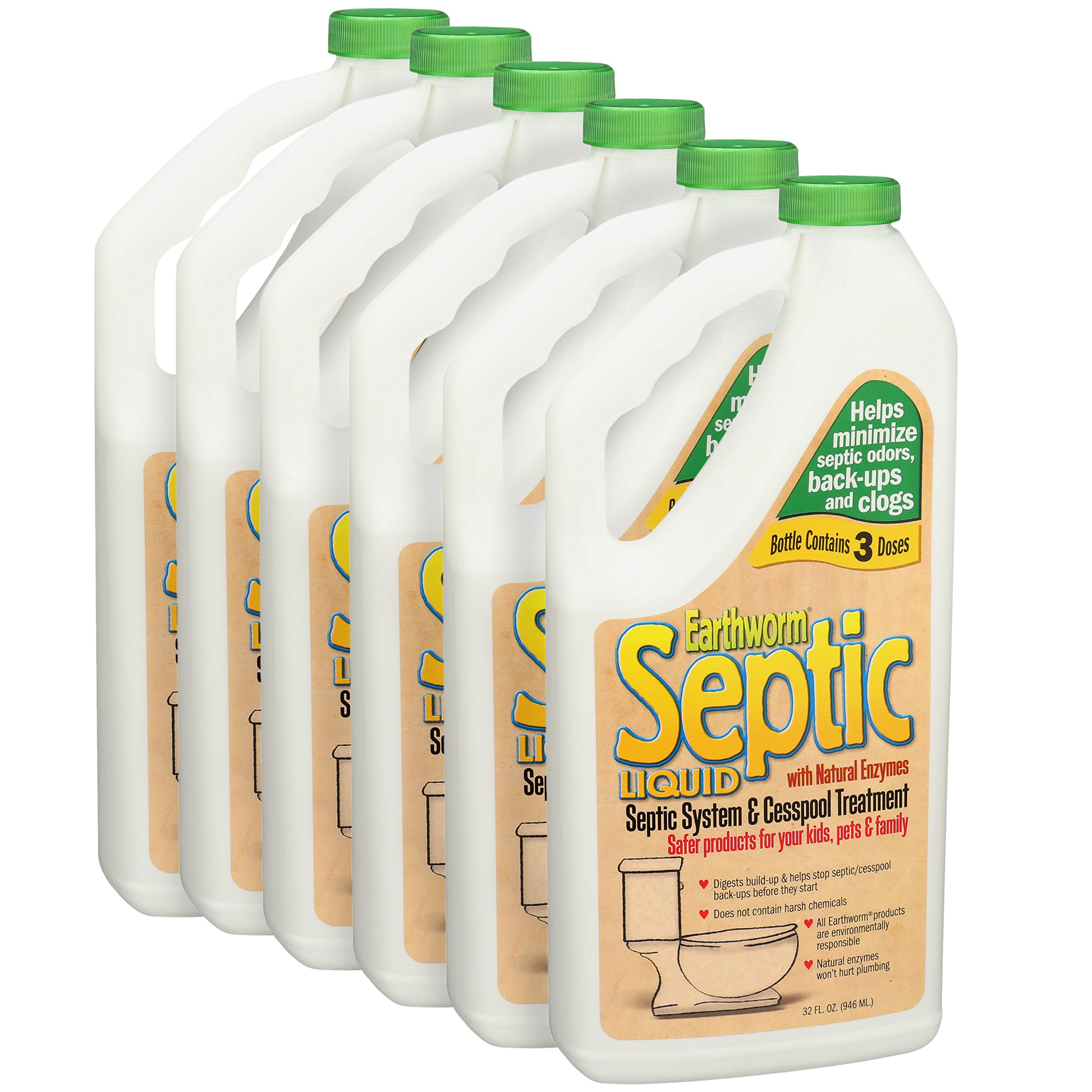 Earthworm® Septic System and Cesspool Treatment - Natural Enzymes, Safer for Family - Liquid-Formula