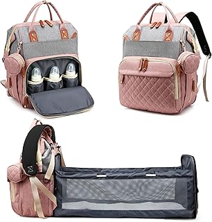 Fexkean Baby Diaper Backpack,Mummy Shoulder Bag for Travel Shopping Camping with Bed Unisex for Boys & Girls