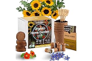Organic Edible Flower Garden Seed Kit - 23pc Indoor Garden with Soil,...