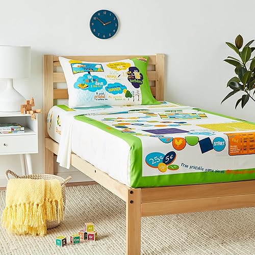 Miniatura 13 de playtime edventures Juego de sábanas para cama individual para niños, sábanas interactivas y educativas Ropa de cama de microfibra de 3 piezas con