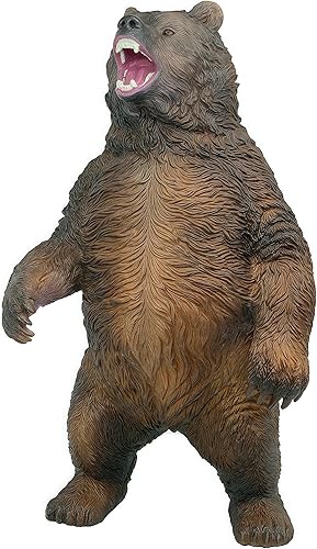 Gemini&Genius Juguete de oso marrón, figura grande de animales de safari Grizzly, figura de acción realista de vida silvestre para niños que