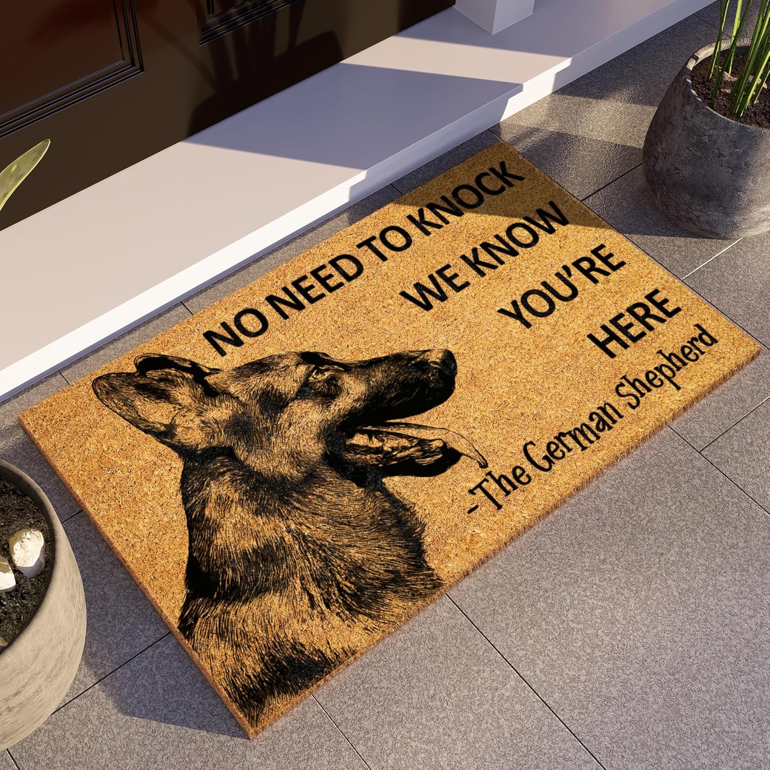 The German Shepherd Door Mat, German Shepherd We Know You are Here Door Mats, Funny German Shepherd Doormat Side View, Welcome Mats