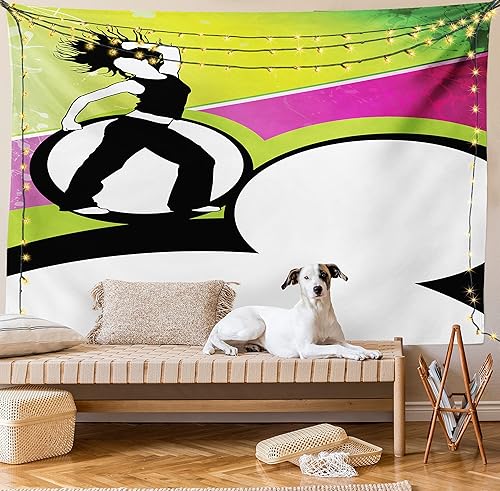 Miniatura 9 de Lunarable Tapiz de acondicionamiento físico, colorido y energético bailarín, imagen divertida, imagen moderna, impresión de composición moderna,