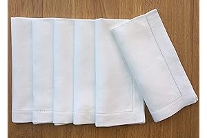 White Linen Napkins Set of 8: Luxurious 20"x20" Dinner Linen Napkins