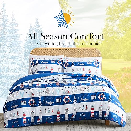 Miniatura 17 de Southshore Fine Living, Inc. Enchantment Collection - Juego de edredón de gran tamaño tamaño individual alternativo para todas las estaciones, Azul