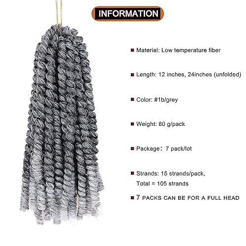 Miniatura 3 de YESEGO Cabello de ganchillo para mujeres negras extensiones de cabello sintético de 12 pulgadas con torsión de resorte trenzado de resorte esponjoso