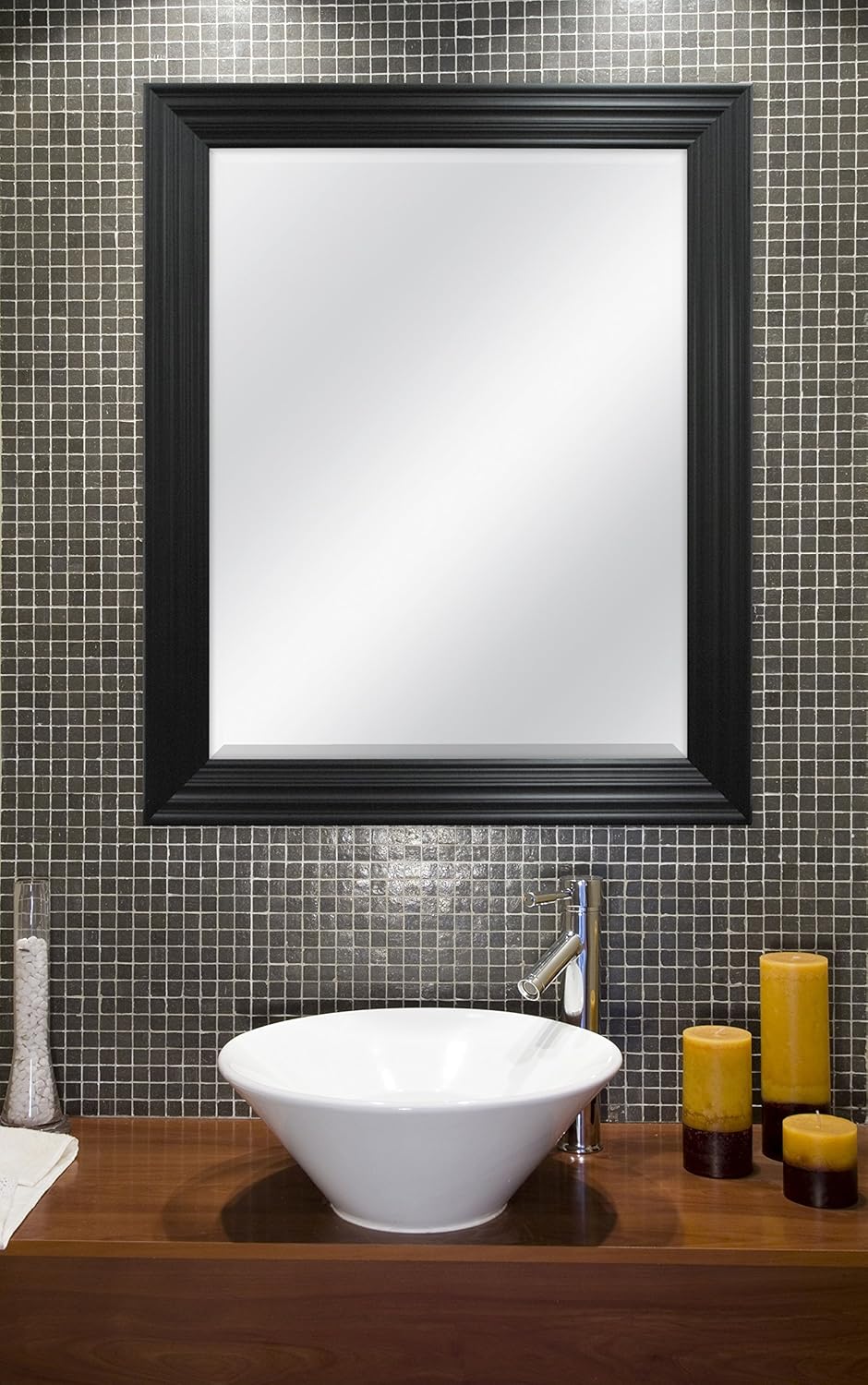 MCS 47695 Ridged Wall Mirror, 28 by 34-Inch, Brushed Black : Home & Kitchen