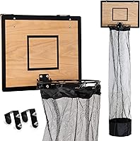 Fury Strike Wooden Basketball Laundry Hamper - Over Door Hoop Basket for Kids Rooms & Dorm Decor