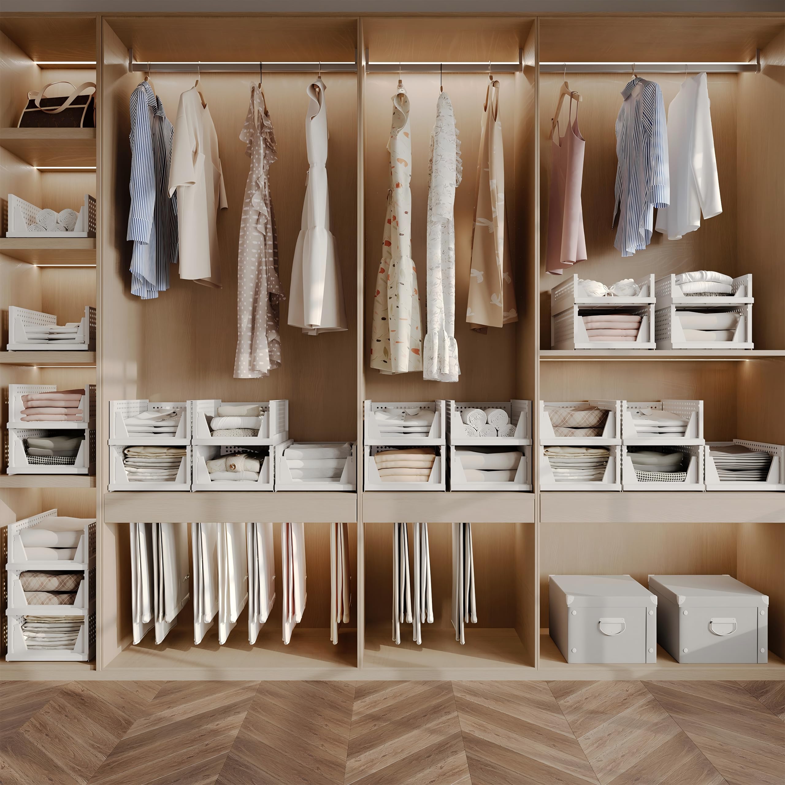 Best Container Store Closet System Picks for 2026 2 Pinkpum 5 Pack Stackable Plastic Storage Closet Organizers and Storage Bins Draw — product photo