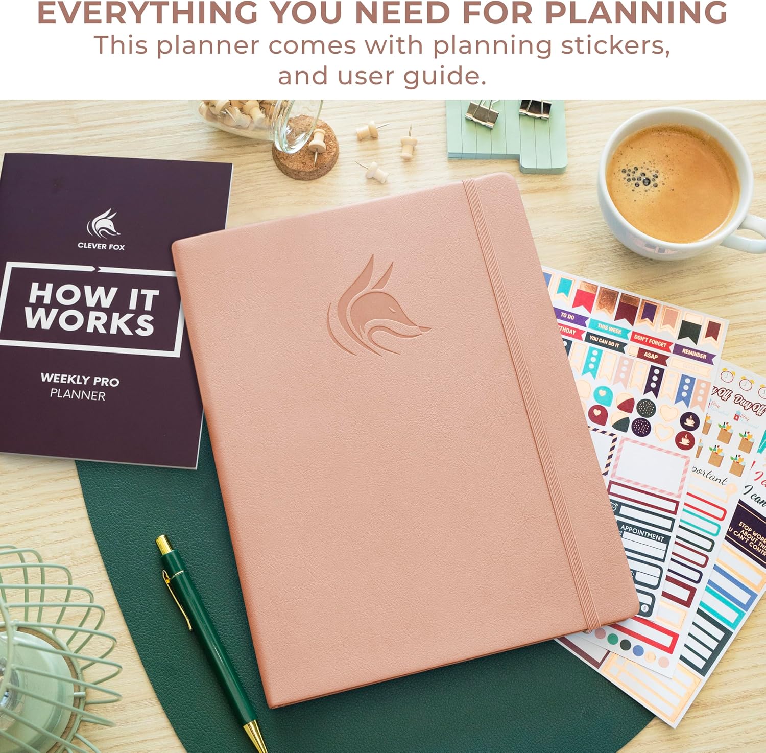 Clever Fox Planner PRO Dated (Jan 2026–Jan 2027) Weekly & Monthly Life Planner to Increase Productivity, Time Management and Hit Your Goals – Organizer, Gratitude Journal – A4 Size (Rose Gold)