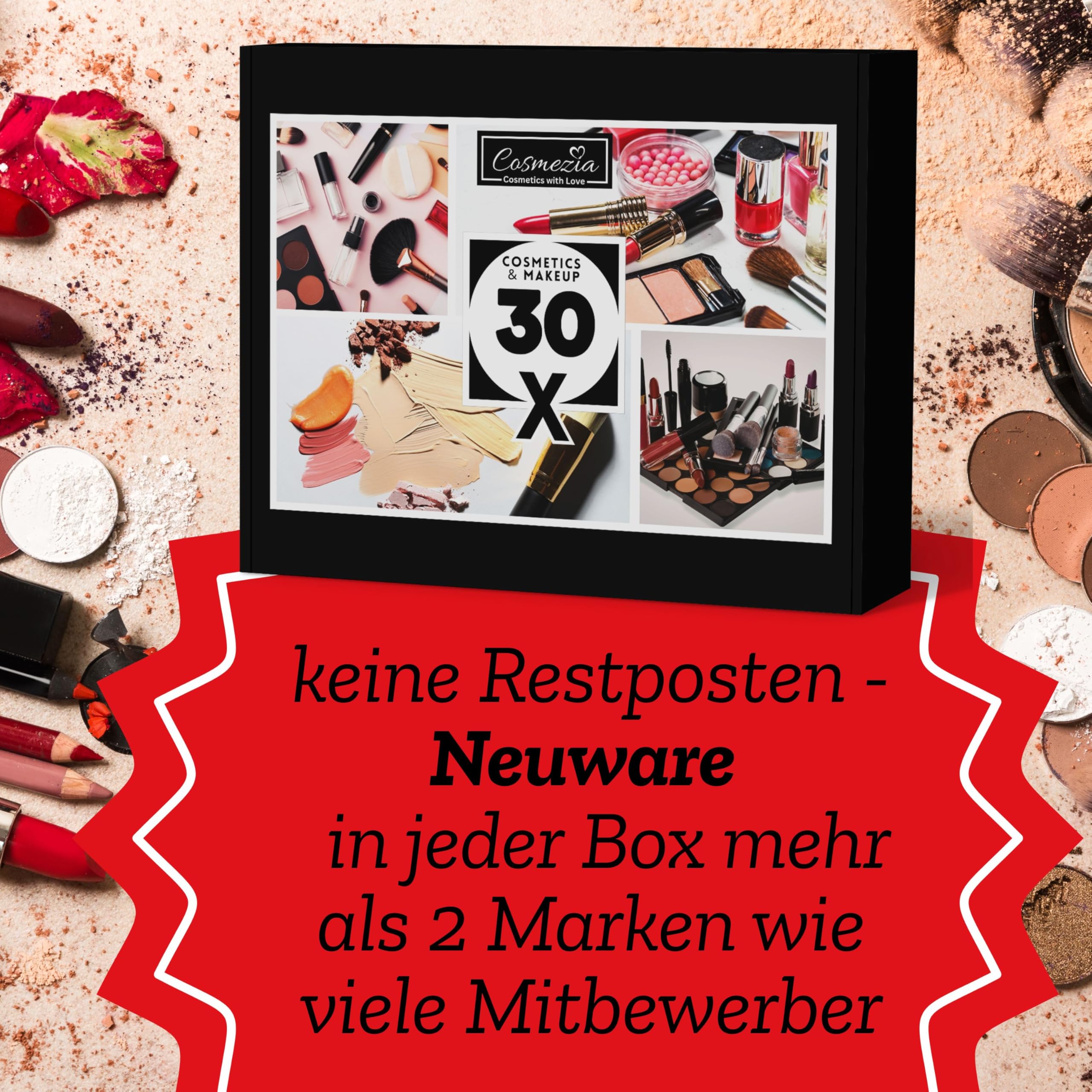 Beauty Box 30x Marken Make-up & Kosmetik Set Makeup Restposten Neuware Posten Make Up, Geschenkbox mit Lippenstift, Lidschatten, Mascara, Nagellack, Pflege & Accessoires, Kein Artikel doppelt