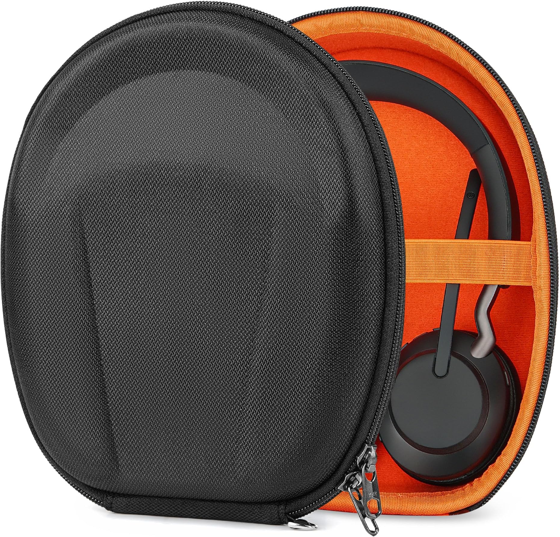 Geekria Shield Case Compatible with Jabra Elite45h, Evolve2 75/65/55/50/30, Replacement Protective Hard Shell Travel Carrying Bag with Cable Storage (Black)