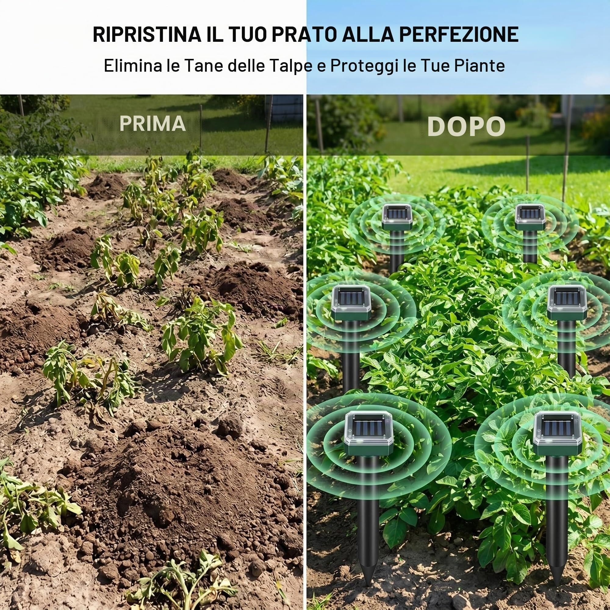 Repellente Solare a Ultrasuoni per Serpenti, Ratti e Zanzare, Impermeabile per Esterni Giardino Cortile Fattoria, 6 Pezzi(8)
