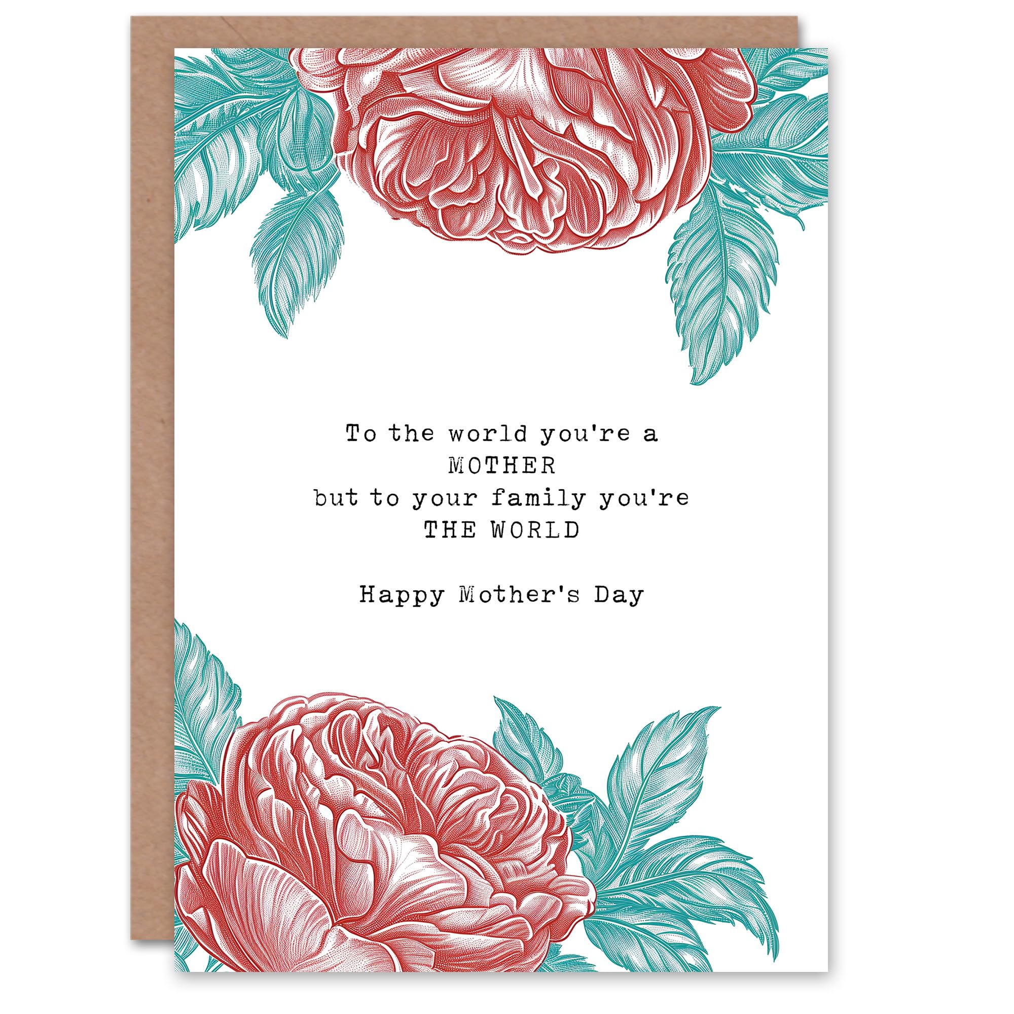 Artery8 Mother's Day Sincere Family You Are Our World Peony Mum Greeting Card