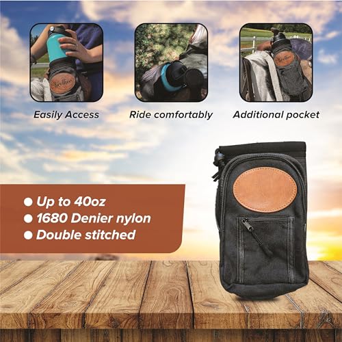 STARKENBURG COMPANY Horse Saddle Water Bottle Holder Personalized, Multi Pocket Horse Saddle Drink Holder up to 40oz, Horse Gifts, Horse Stuff, Horse Tack