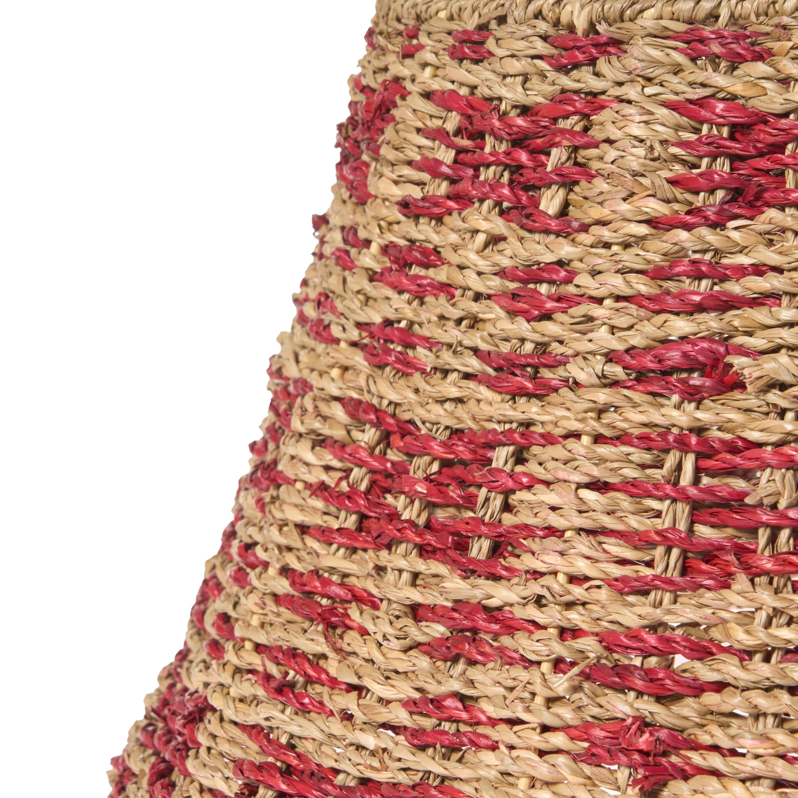 Jupe de Sapin de Noël en Algues Marines ⌀ 42 cm Rond Fait Main Naturel et Rouge Neige