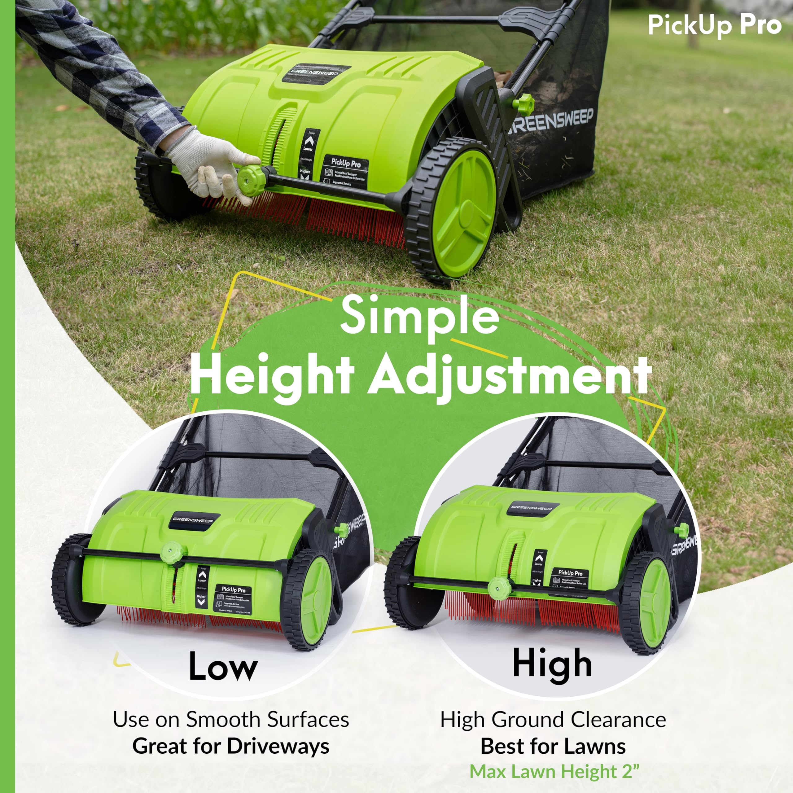 GreenSweep Pickup Pro V2 – Powerful Lawn Sweeper -4 GreenSweep Pickup Pro V2 – Powerful Lawn Sweeper -4