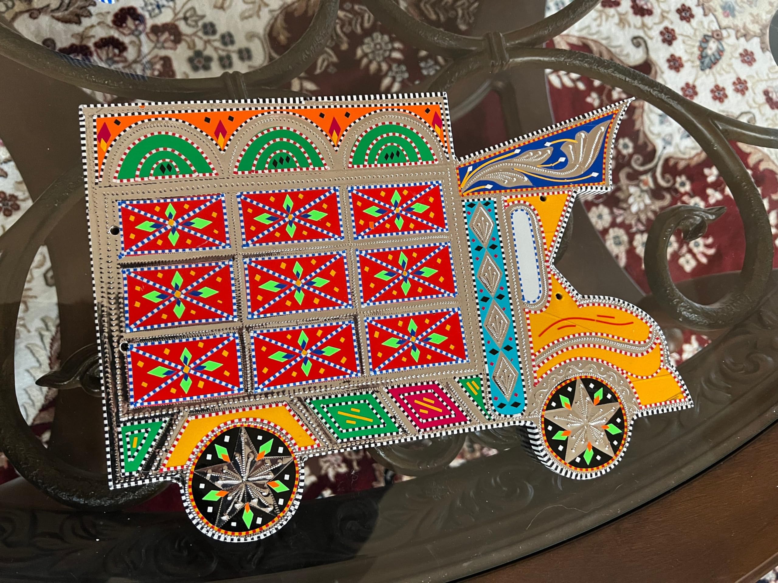 Handcrafted Truck Art Tray, Multicolour, Traditional Pakistan/Indian Folk Art Design, Decorative Home Decor
