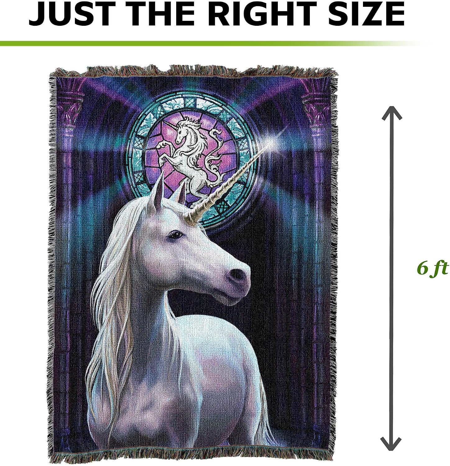 Pure Country Weavers Enlightenment Unicorn Woven Blanket by Anne Stokes - Fantasy Gift Cotton Tapestry Throw - Made in The USA - 72" x 54"